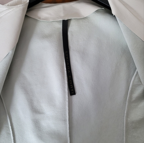 Cream Leather Jacket by Liviana Conti Size 42 - Picture 3 of 5